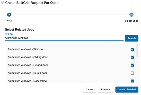 Dindo Trade Windows RFQ Jobs BuiltGrid