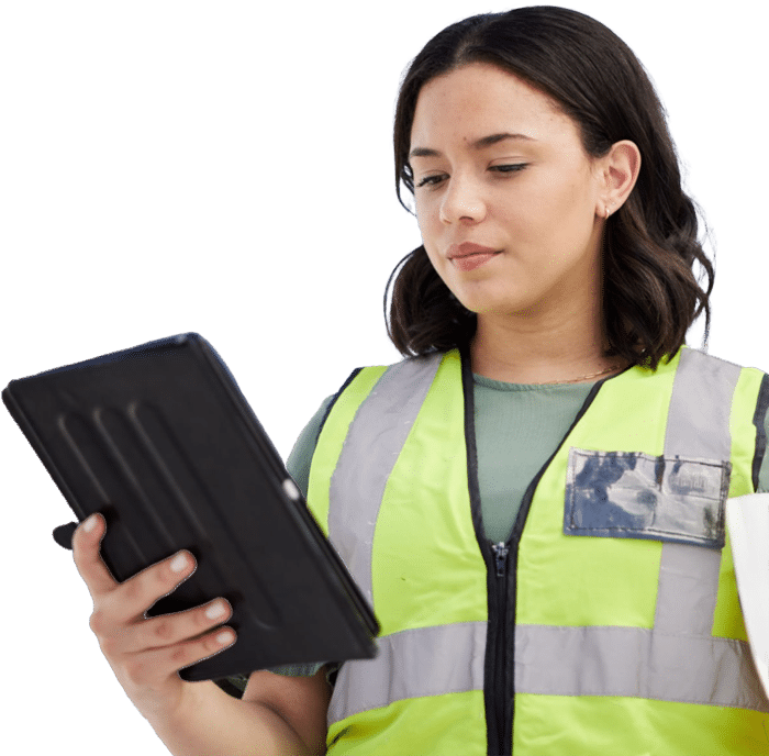 Young worker looking at iPad